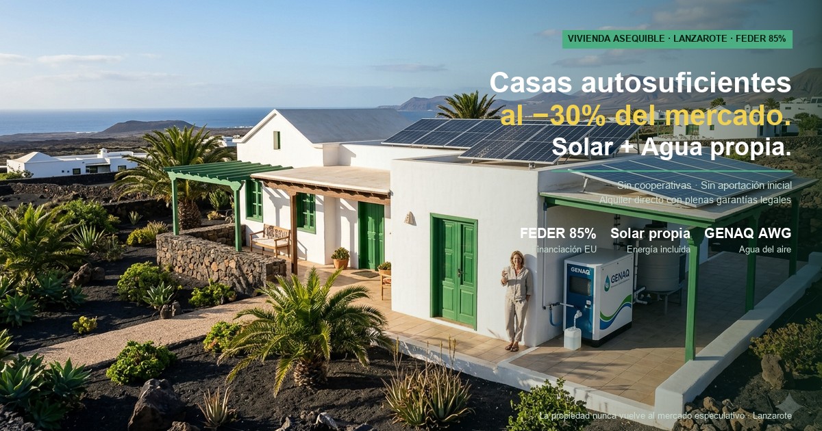 Vivienda asequible Lanzarote — casas autosuficientes FEDER 85%